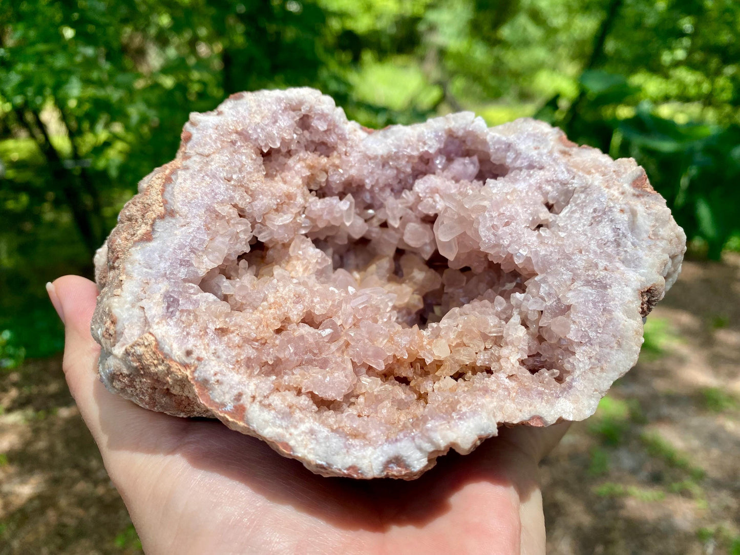 Raw Pink Amethyst Cluster: Extra Large Crystal Geode, 974 grams