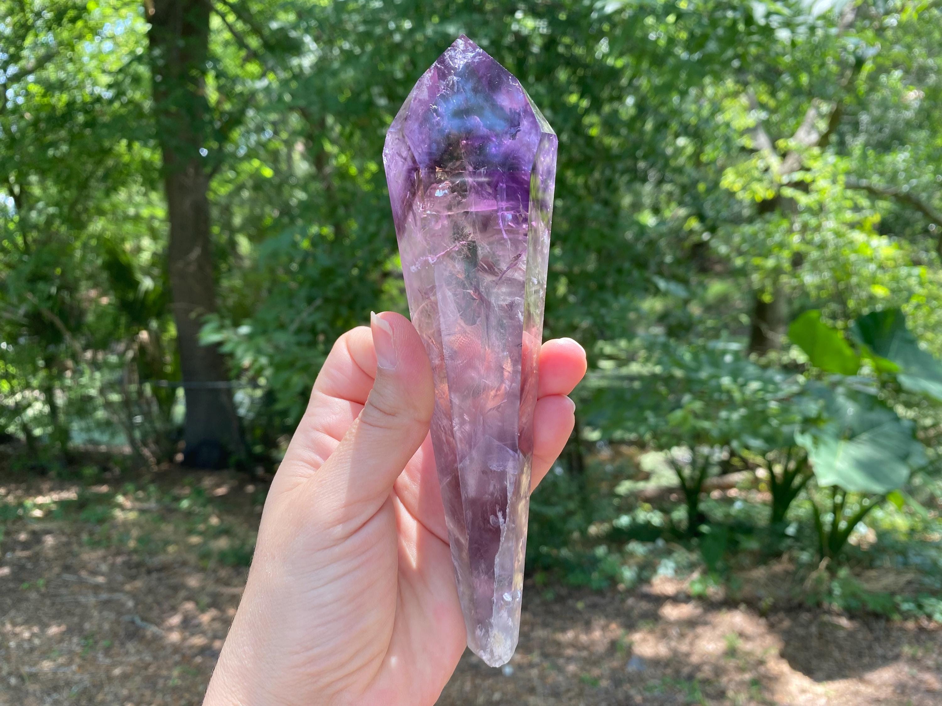Polished Amethyst Wand: Rainbows & Phantoms - Bahia Crystal