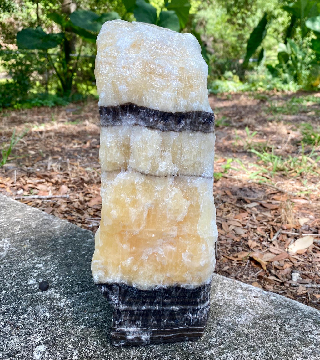 Large Yellow Banded Calcite: 12 Lbs Stone, Solar Plexus Chakra