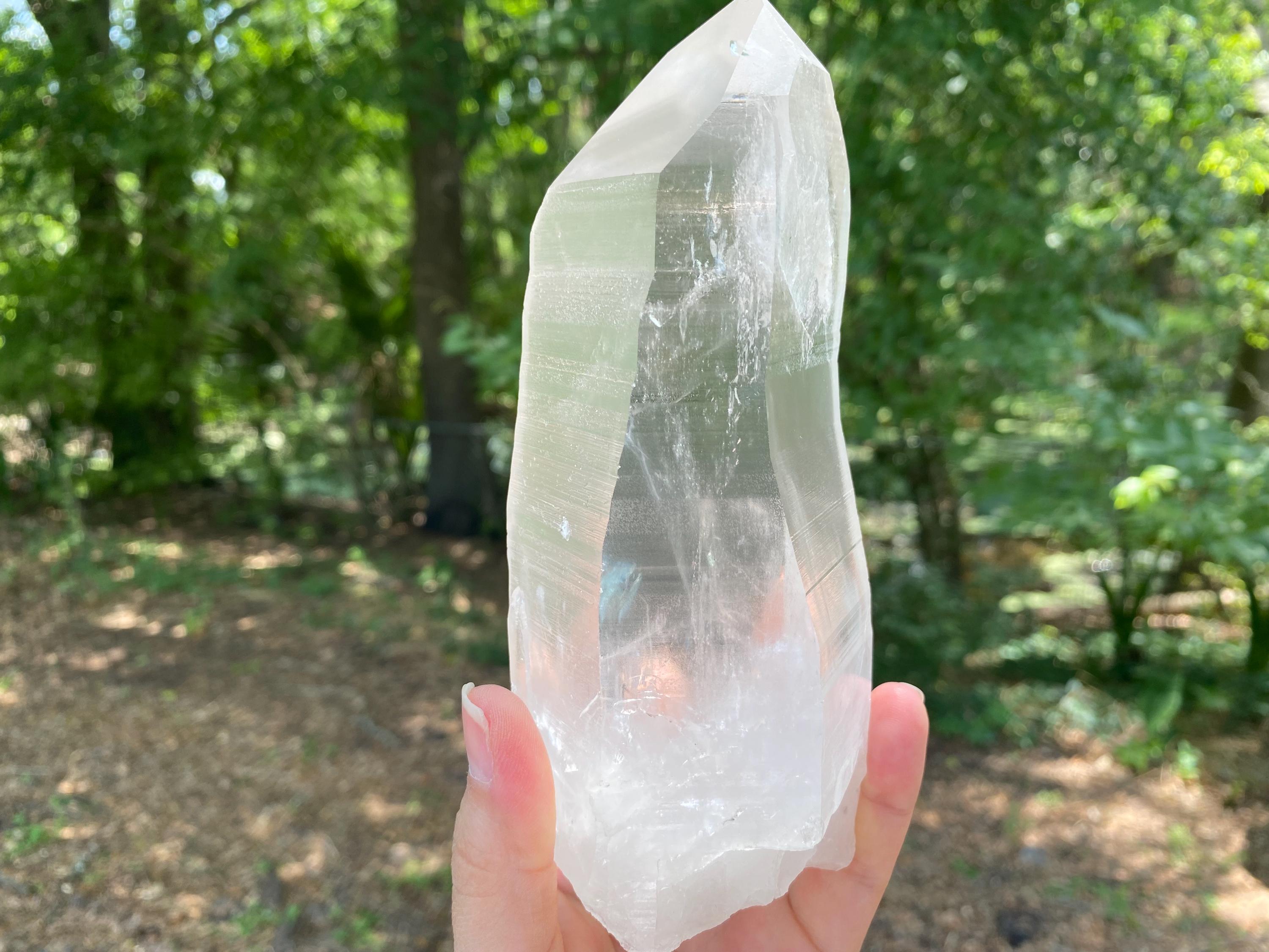 Large Lemurian Quartz Crystal | Healing Point, High Vibration Stone, Meditation & Spiritual Growth, Energy Amplifier, with record keepers.
