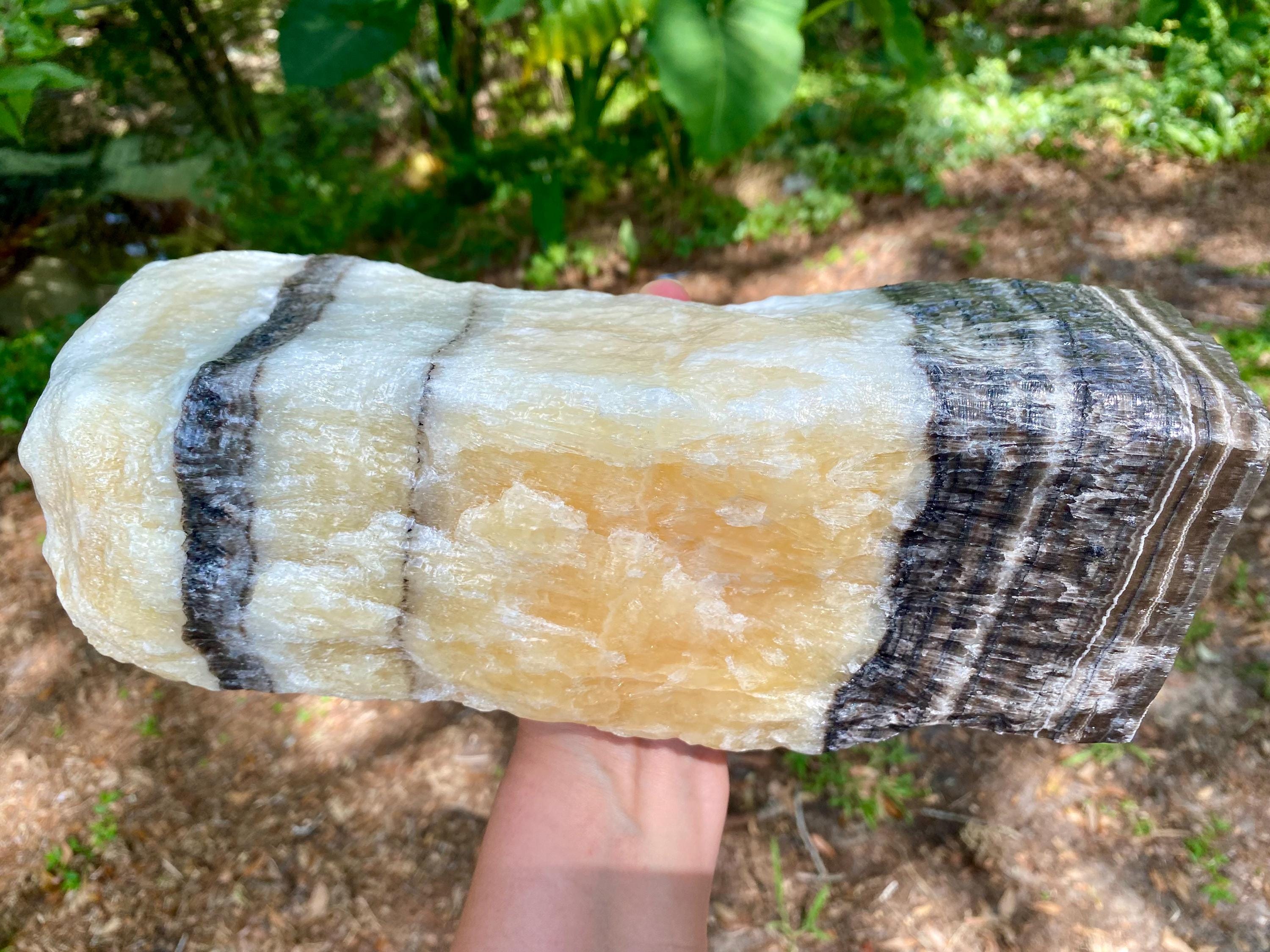 Large Yellow Banded Calcite: 12 Lbs Stone, Solar Plexus Chakra