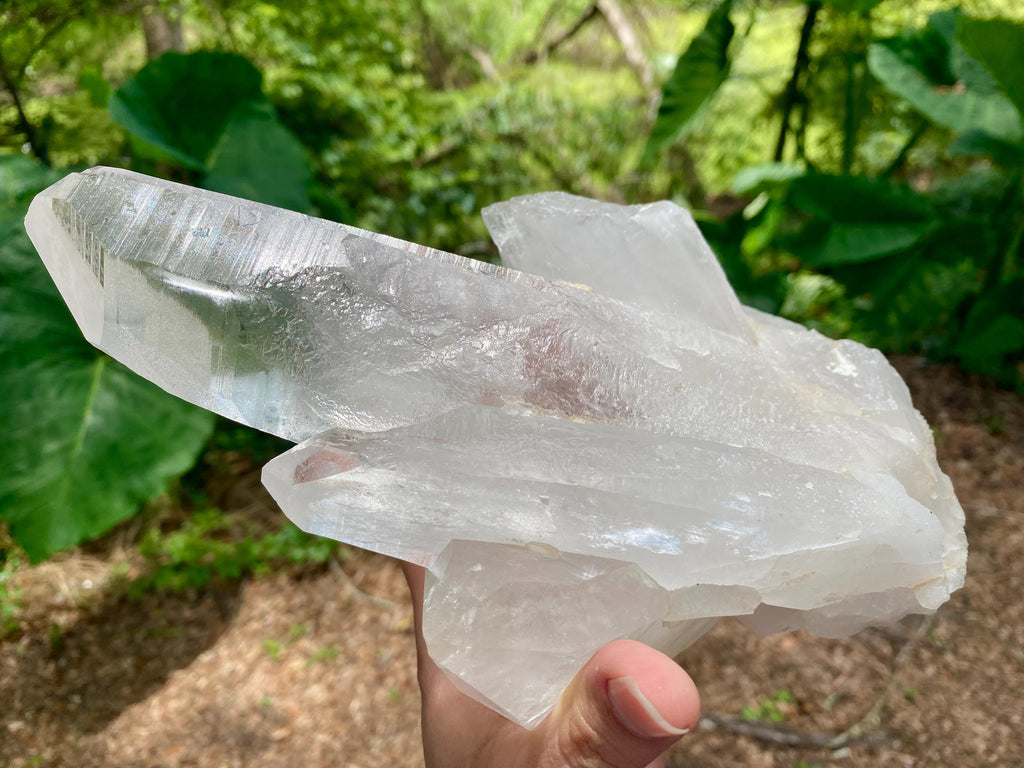 5 lb Clear Quartz Cluster: Raw Brazilian Crystal with Key & Imprints