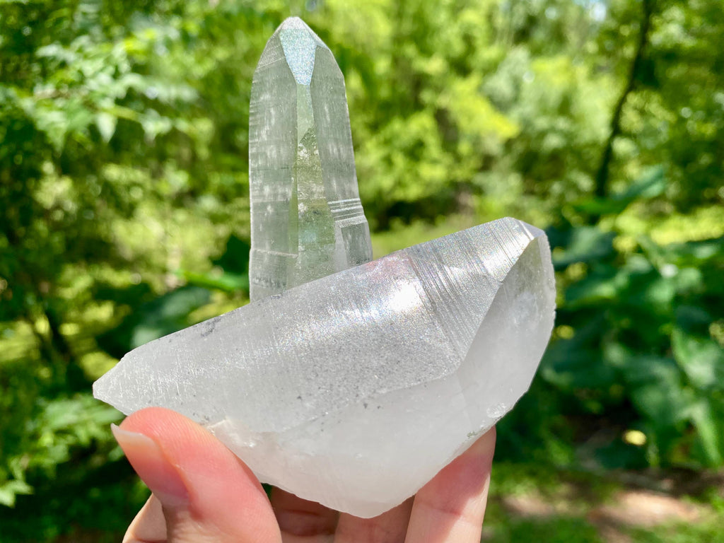 Large Twin Lemurian Seed Crystal | Double Quartz Point, High Vibration Stone, Meditation, Healing & Energy Amplifier. It weighs 8.6 Oz.