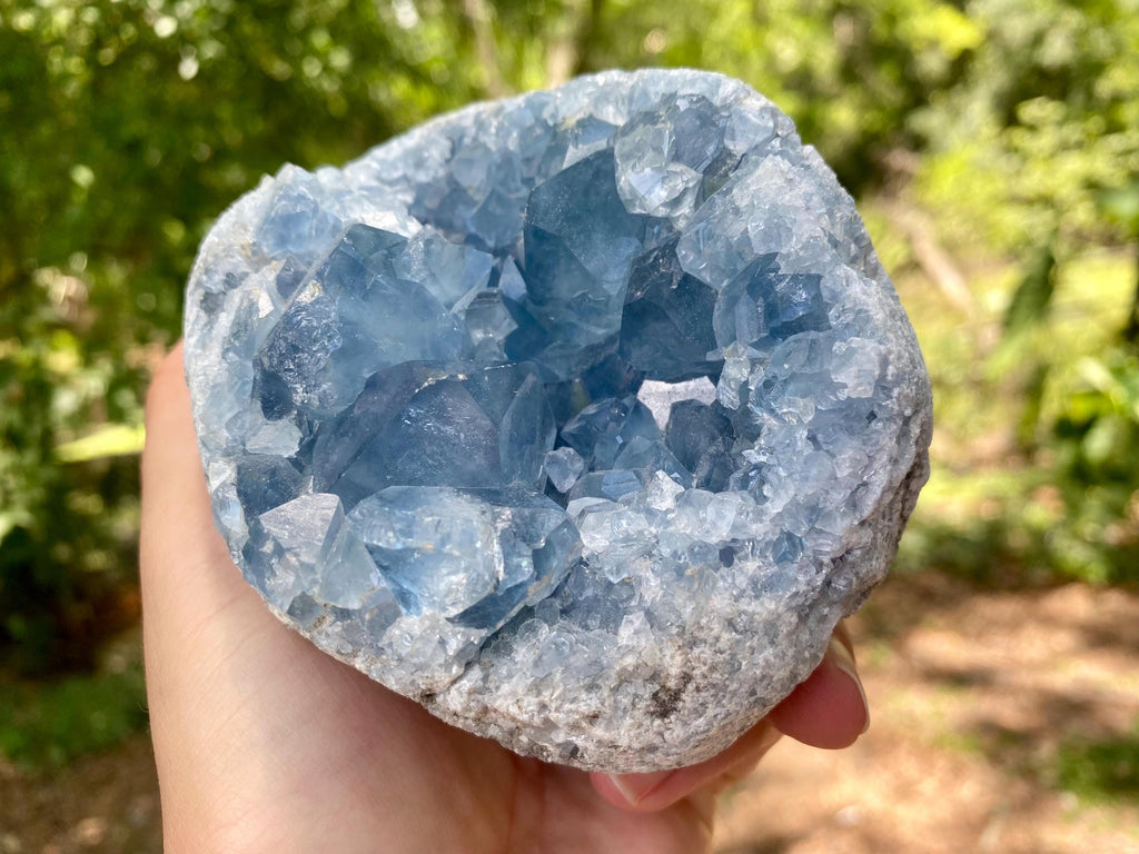 Celestite Crystal Geode – Raw Celestine Cluster for Angelic Energy– Soothing Blue Crystal for Home  Decor, Chakra Alignment, Natural Crystal