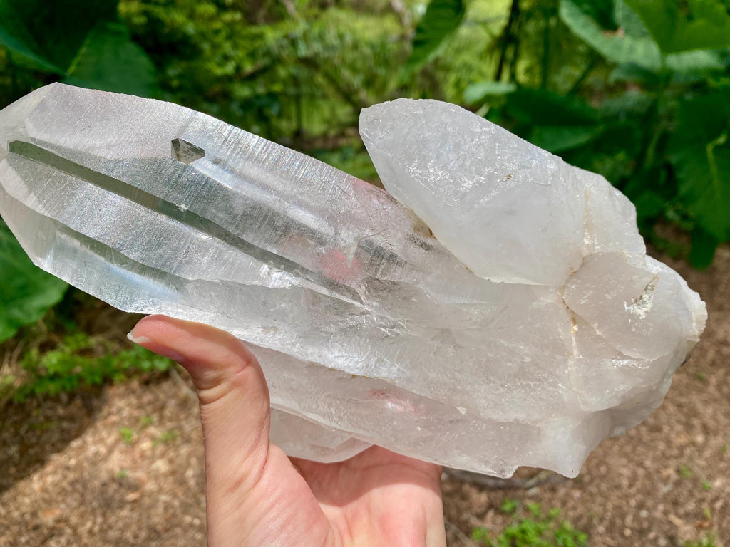 5 lb Clear Quartz Cluster: Raw Brazilian Crystal with Key & Imprints