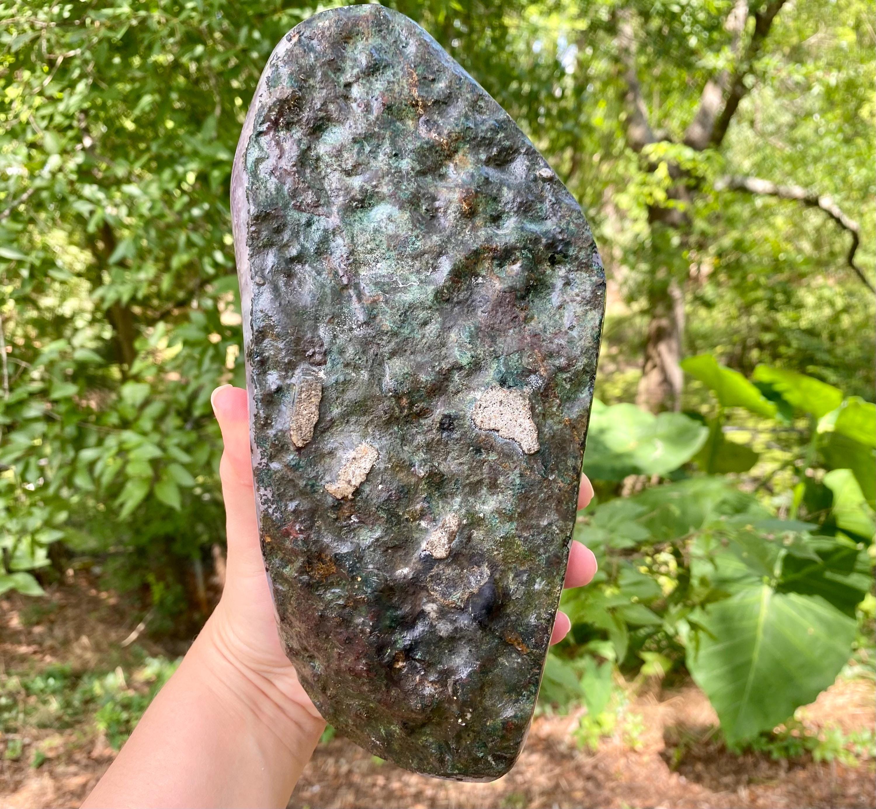 Extra Large Amethyst Crystal Geode with metal stand. Large Amethyst Cluster | Raw Purple Geode, High Vibration Stone, Spiritual Protection.