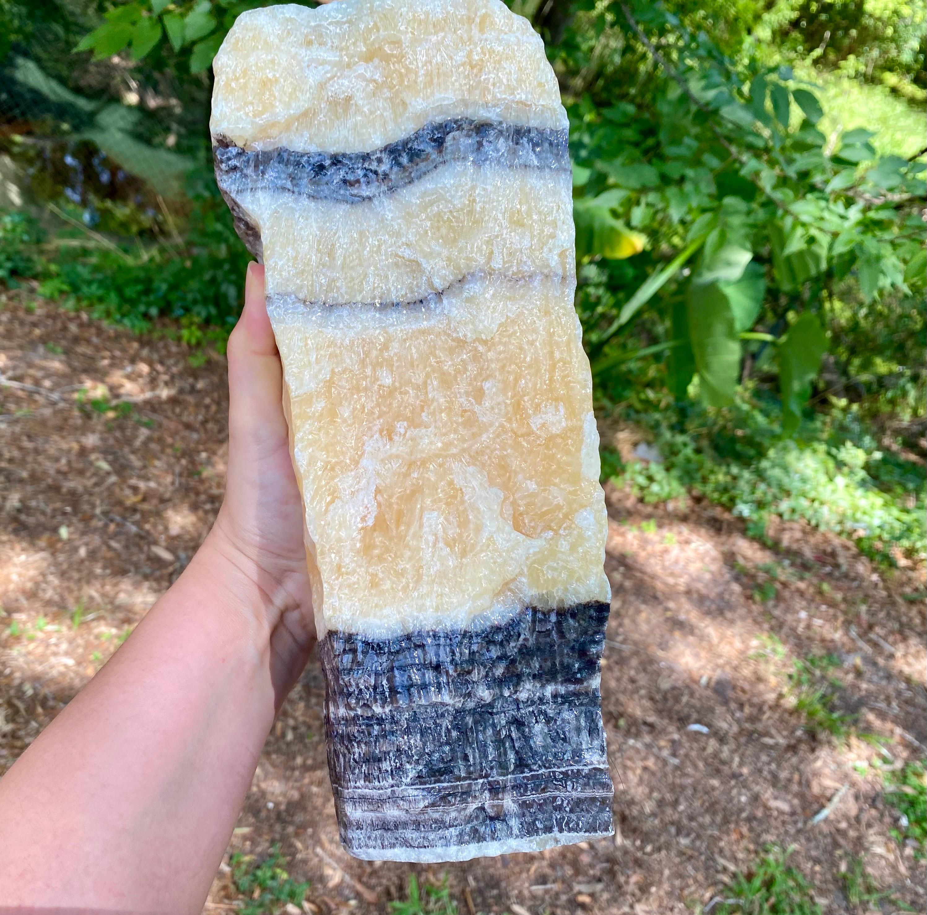 Large Yellow Banded Calcite: 12 Lbs Stone, Solar Plexus Chakra