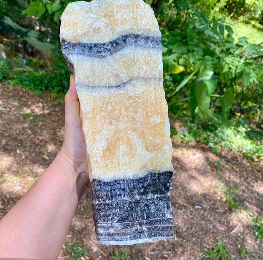 Large Yellow Banded Calcite: 12 Lbs Stone, Solar Plexus Chakra