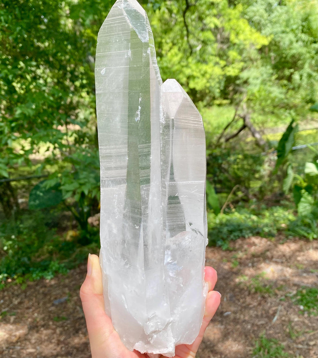 Extra Large Twin Lemurian Seed Crystal | Double Quartz Point, High Vibration Stone, Meditation, Healing & Energy Amplifier, one of a kind.