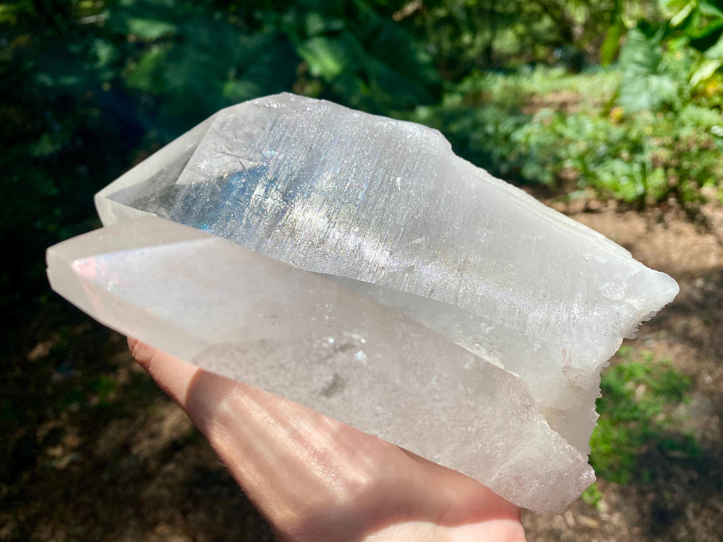 Large Twin Clear Quartz Crystal Point with Stand: Energy Healing Decor