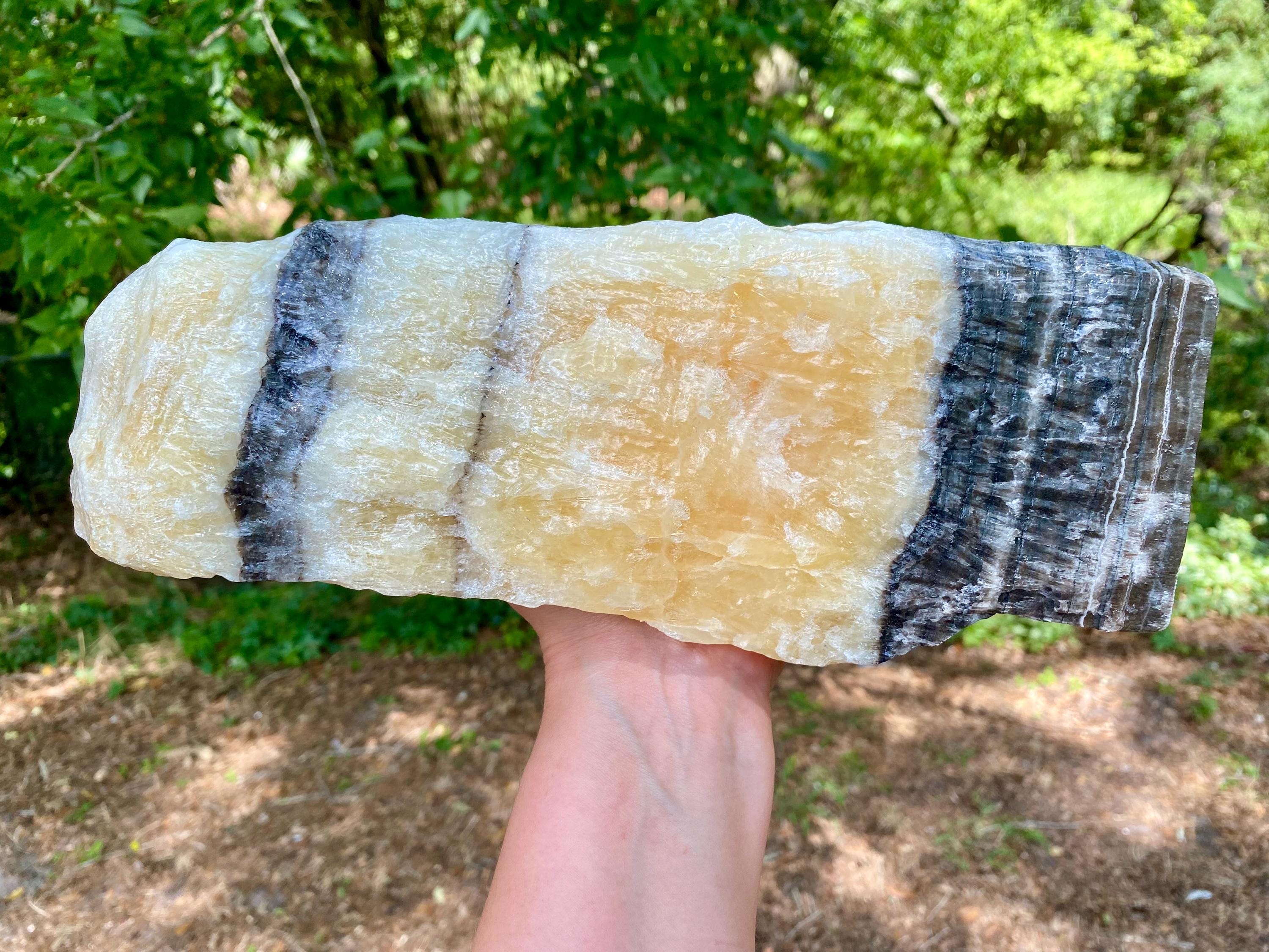 Large Yellow Banded Calcite: 12 Lbs Stone, Solar Plexus Chakra