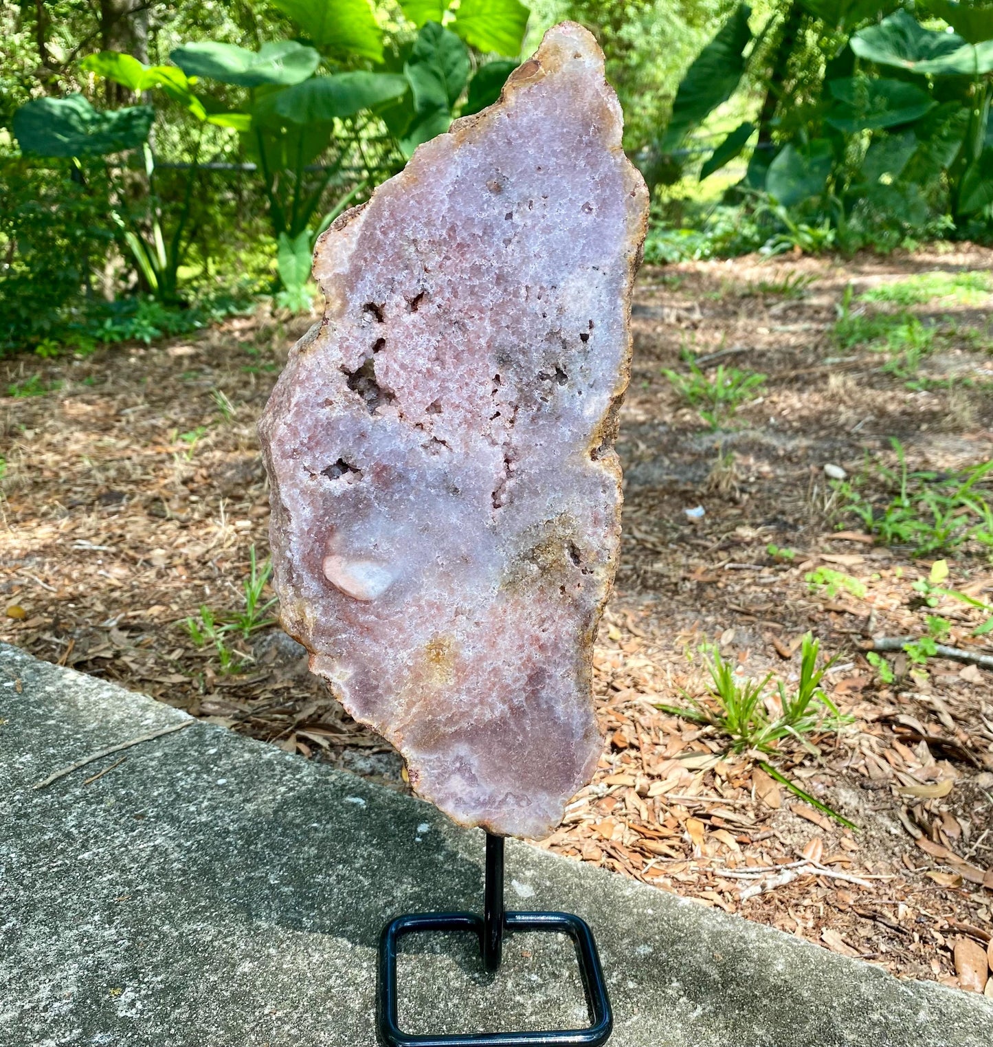 XL Pink Amethyst Crystal Slab on Metal Stand