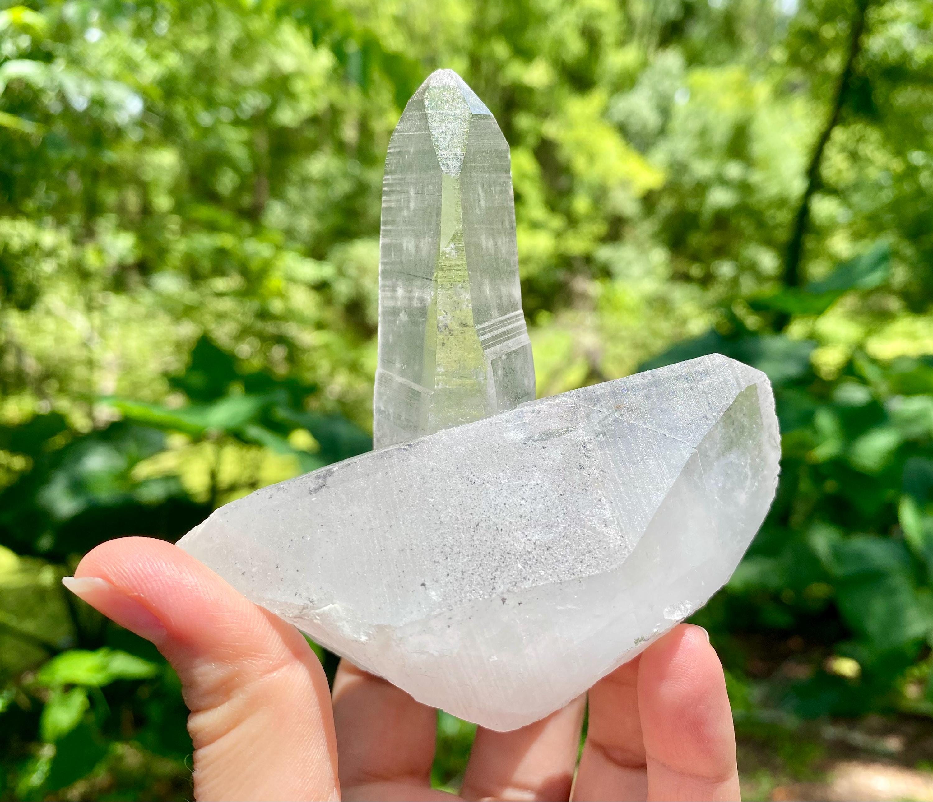Large Twin Lemurian Seed Crystal | Double Quartz Point, High Vibration Stone, Meditation, Healing & Energy Amplifier. It weighs 8.6 Oz.