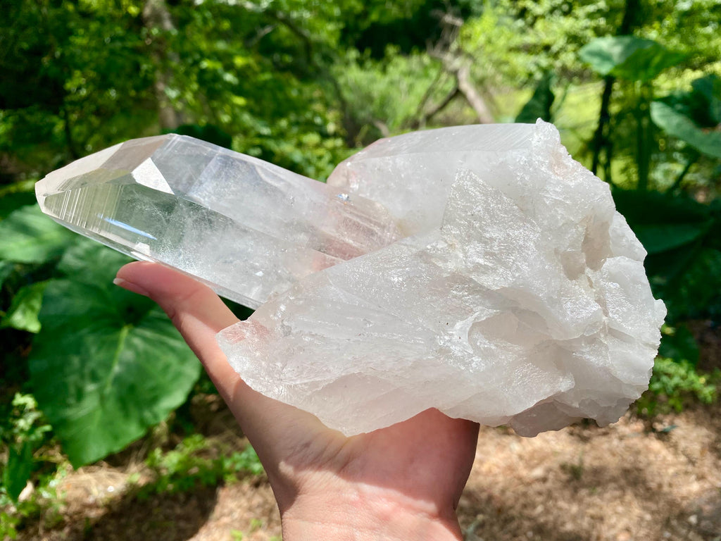 5 lb Clear Quartz Cluster: Raw Brazilian Crystal with Key & Imprints