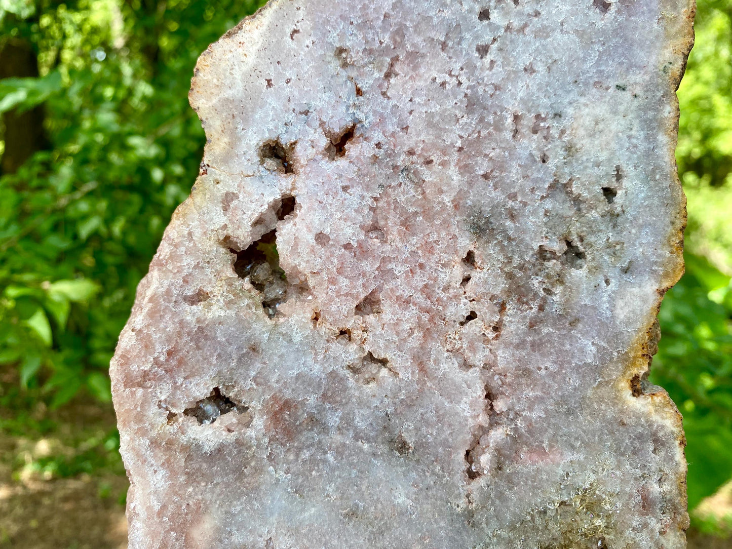 XL Pink Amethyst Crystal Slab on Metal Stand