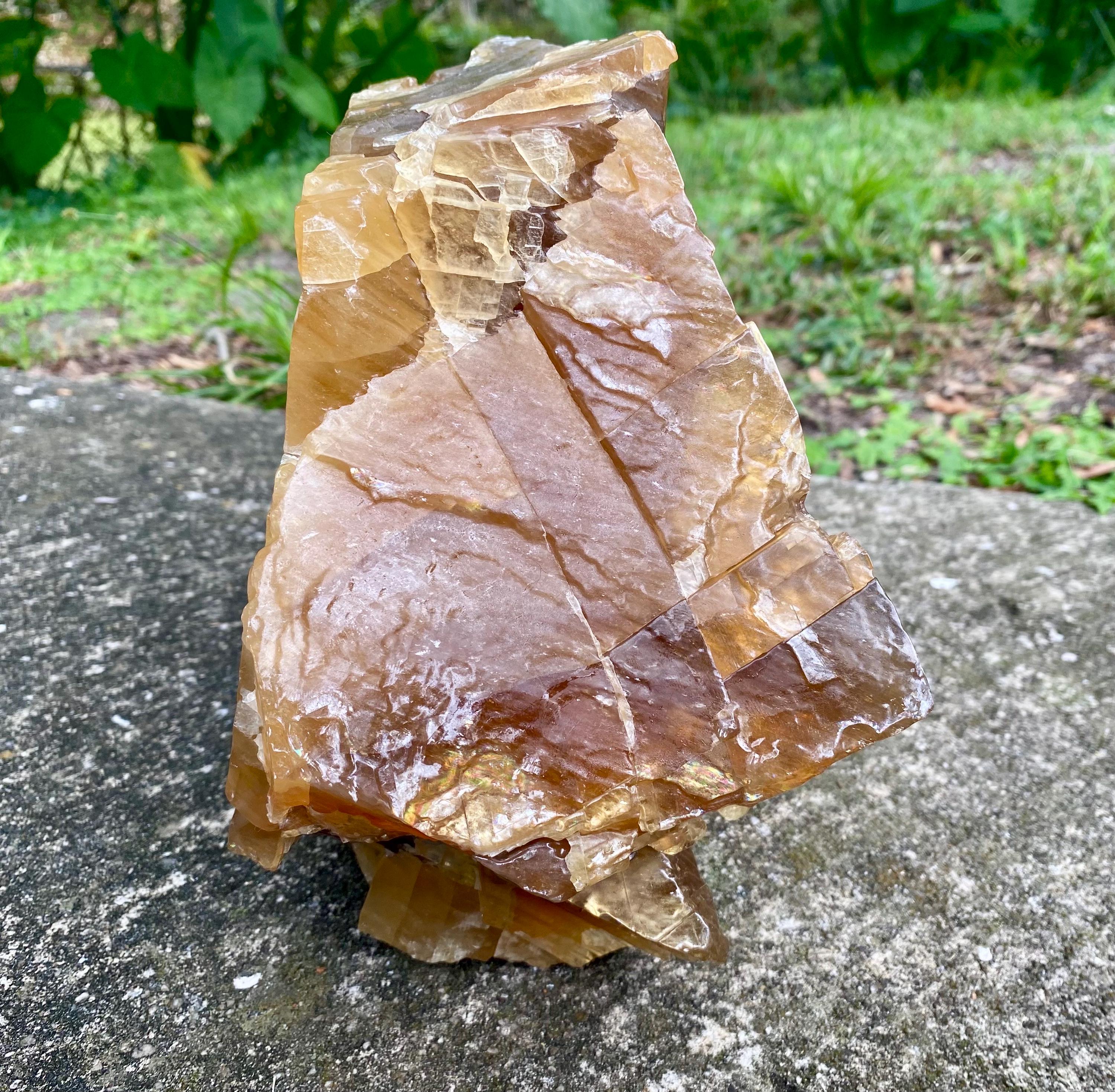 Large Honey Calcite Crystal | Raw Natural Golden Stone, Confidence & Empowerment, Solar Plexus Chakra Energy, Meditation Crystal.