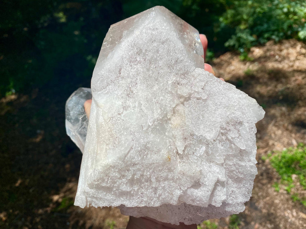 Large Twin Clear Quartz Crystal Point with Stand: Energy Healing Decor