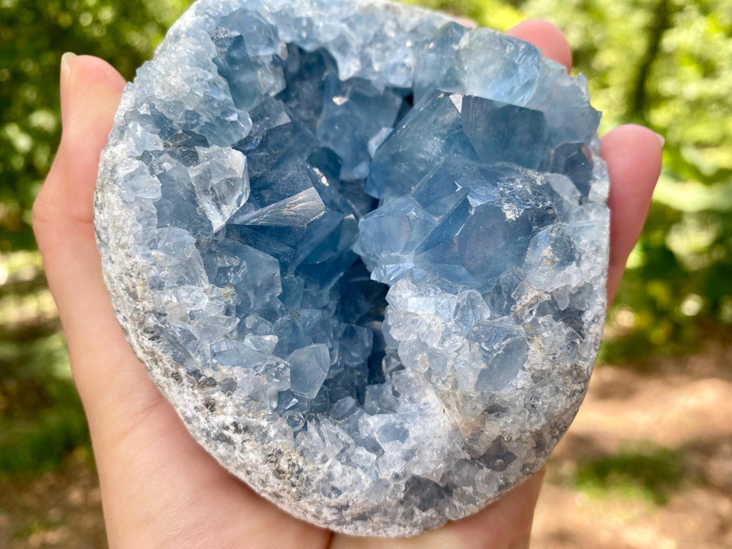 Celestite Crystal Geode – Raw Celestine Cluster for Angelic Energy– Soothing Blue Crystal for Home  Decor, Chakra Alignment, Natural Crystal