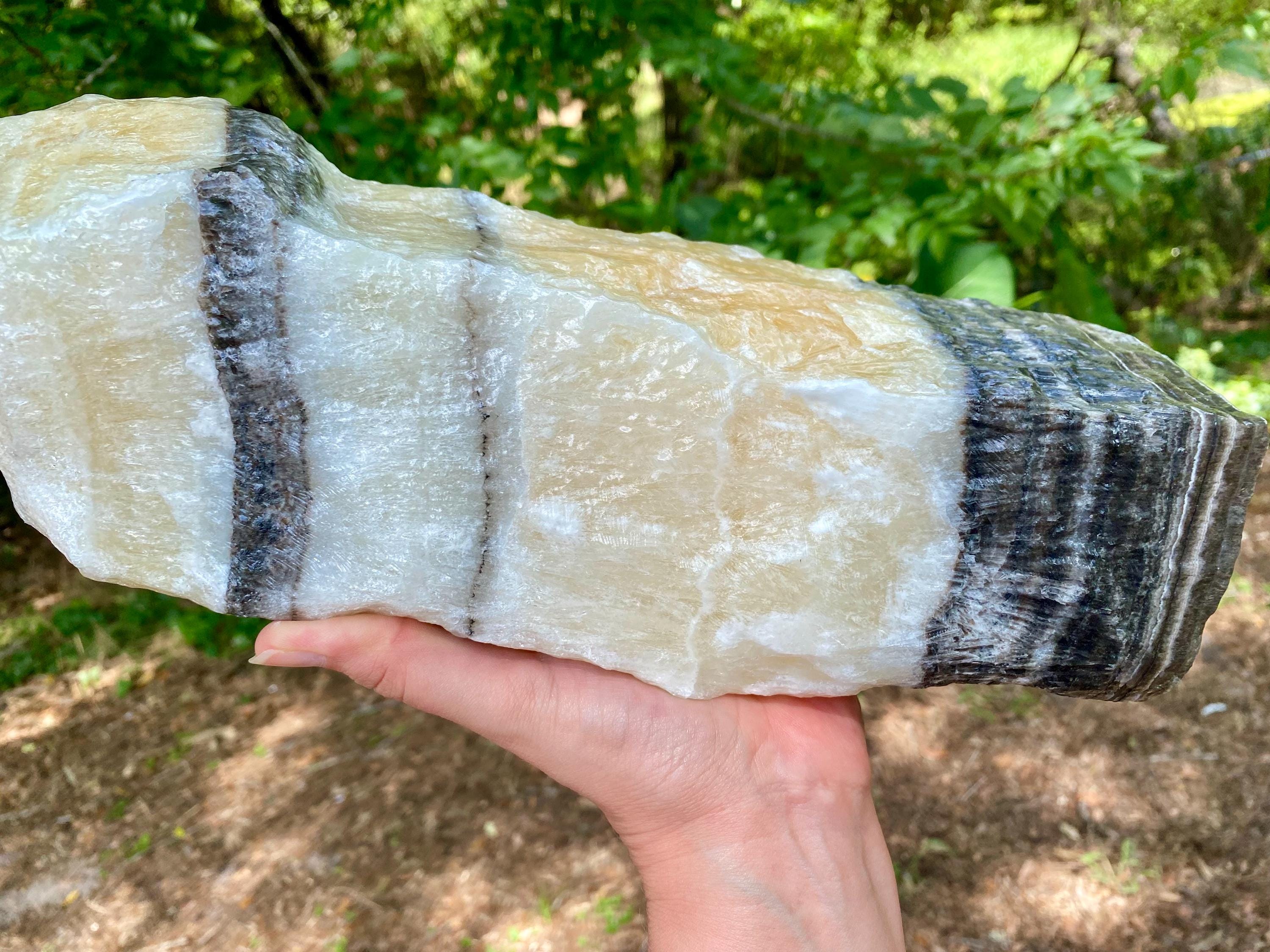 Large Yellow Banded Calcite: 12 Lbs Stone, Solar Plexus Chakra